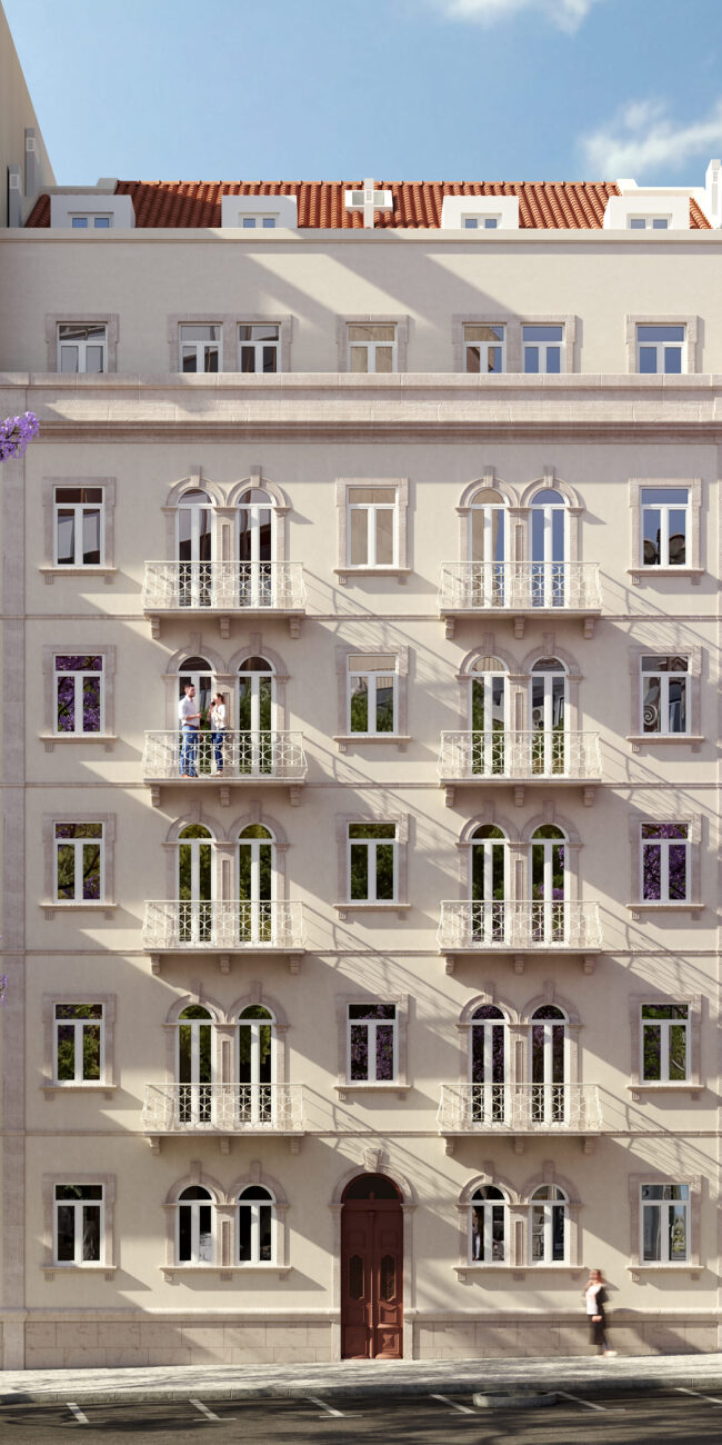 Fachada principal do edifício Miguel Bombarda 54, projecto de reabilitação em Lisboa