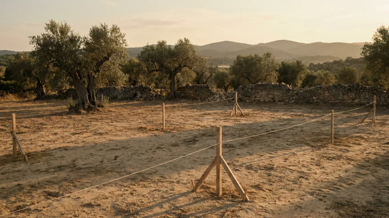 Portuguese rural plot with topographic demarcation stakes