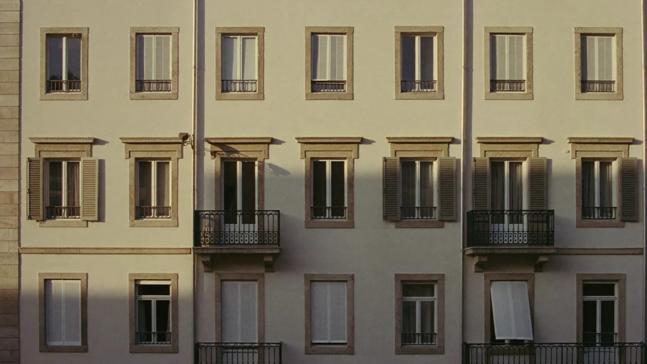 Frente de fachadas residenciais de Lisboa ao fim da tarde
